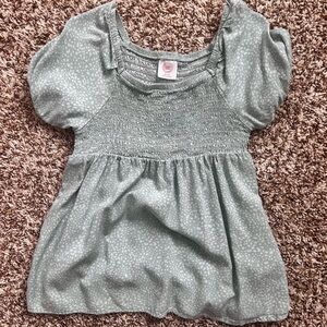 Girls Green Patterned Blouse